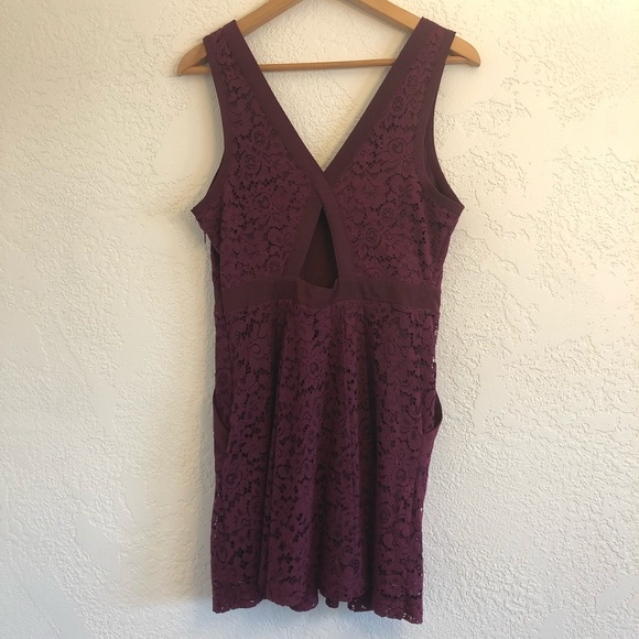 Free People Cranberry Crush Lace Mini Dress Size S - Picture 5 of 9